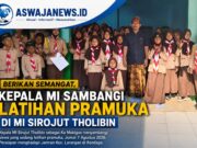 Berikan Semangat, Kepala MI Sambangi Latihan Pramuka Jelang Jamran Larangan