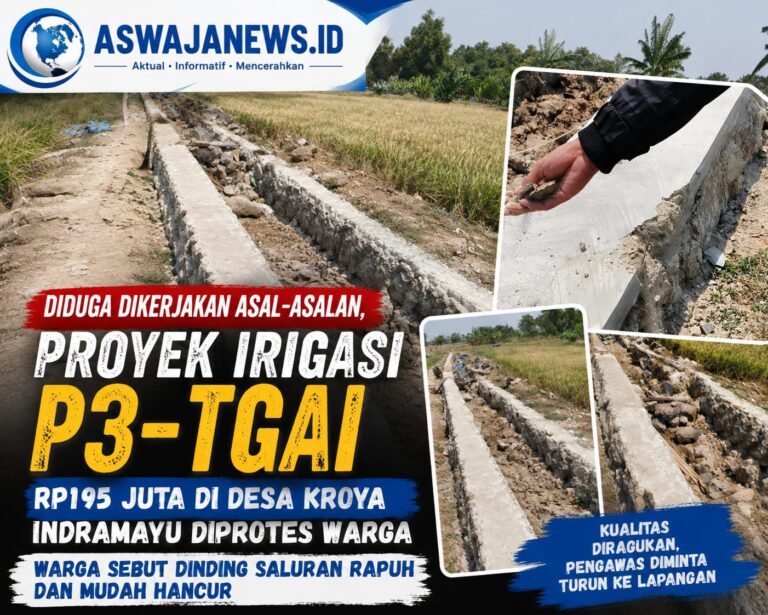 Diduga Dikerjakan Asal-asalan, Proyek Irigasi P3-TGAI di Desa Kroya Indramayu Diprotes Warga karena Rapuh