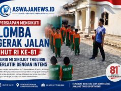 Jelang Lomba Gerak Jalan HUT RI ke-81, Murid MI Sirojut Tholibin Intens Berlatih